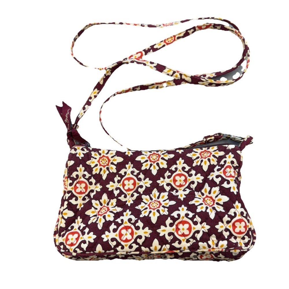 Vera Bradley Retired MEDALLION Crossbody Purse Handbag Zip Closure Maroon Gold